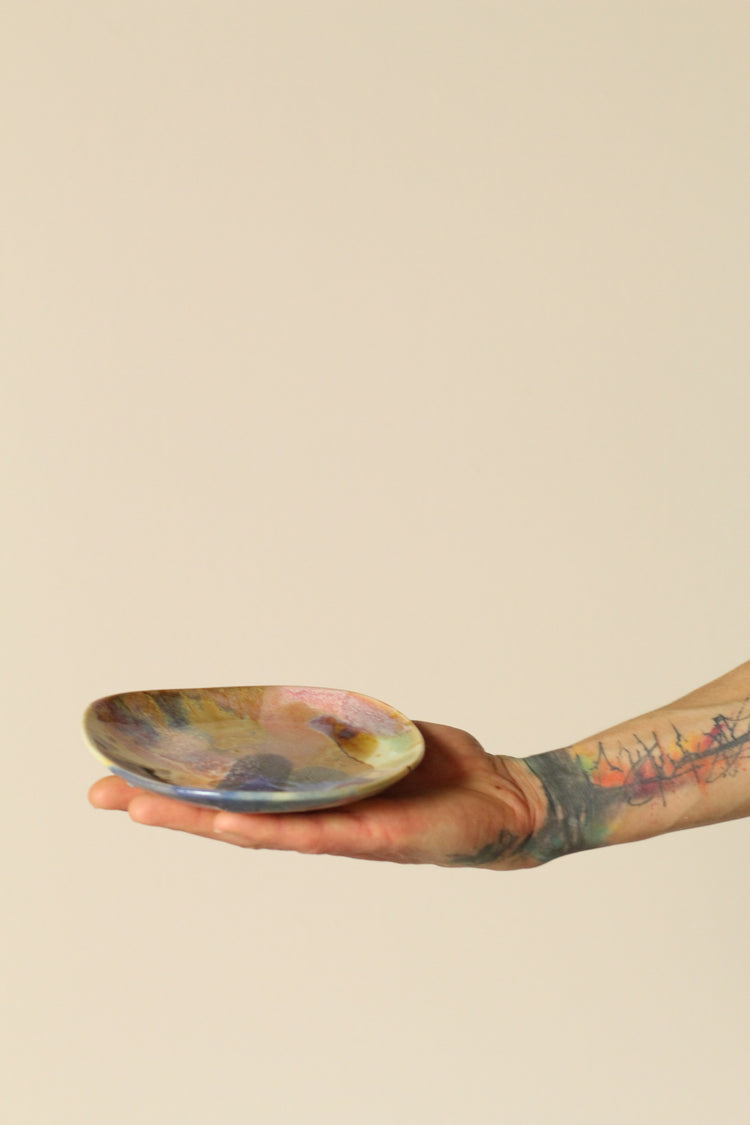 Freeform small side plates - peach, pink, tan and blue