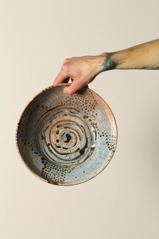 🟤 Polka Dot Painter Bowl | Blushed Sediment | Handmade Ceramic | 26cm