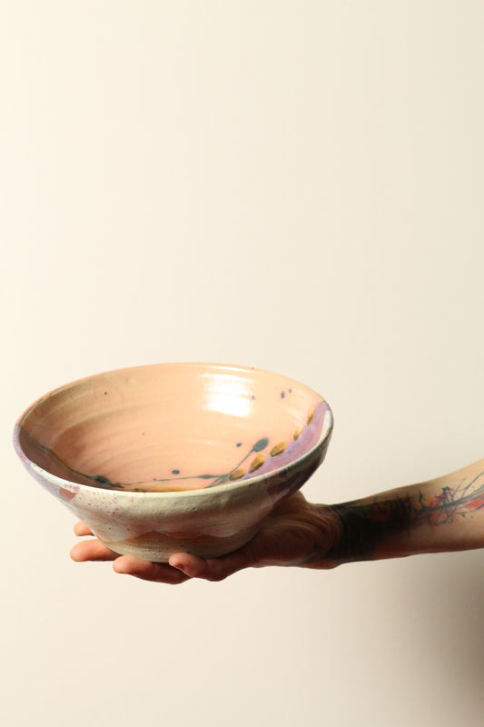 🫟 Splash Painter Bowl | Purple, Peach + Cream | Wheel Thrown Ceramic | 24cm