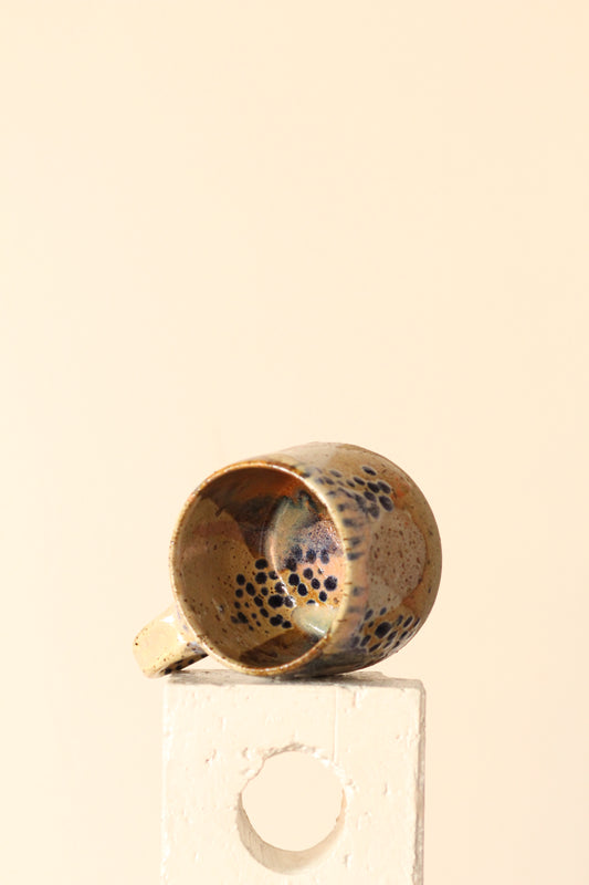 🔵 Polka Dot Painter Mug in Blue, Orange & Rust |Rough| Handcrafted Ceramic