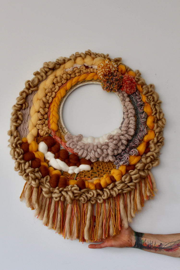 Circular woven wall art