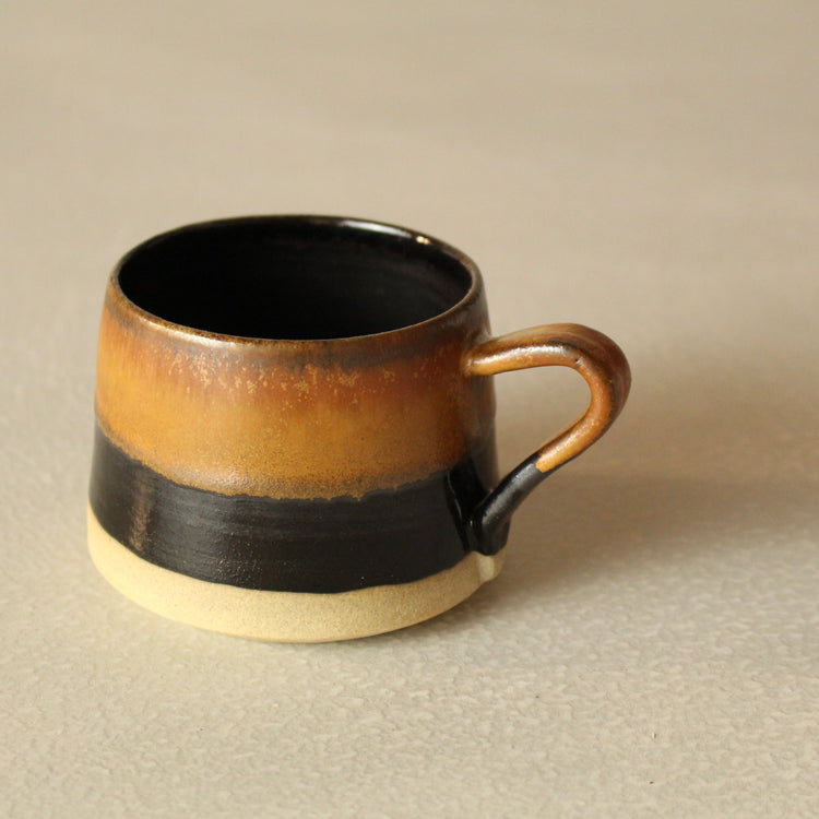 Urban Edge Mug – Black and Tan Angular Stoneware by Allthingswhiting