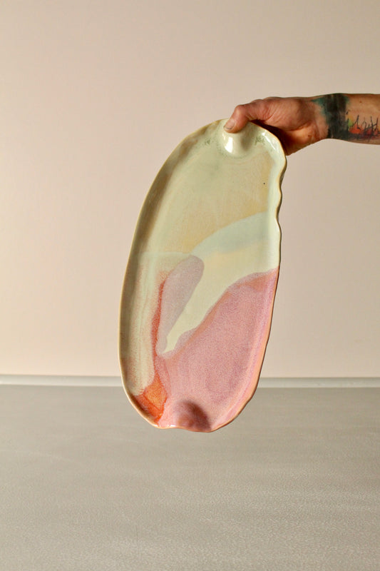 Large pastel frilled platter