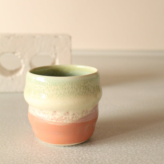 Salted pink and green ribbed tumbler 300ml