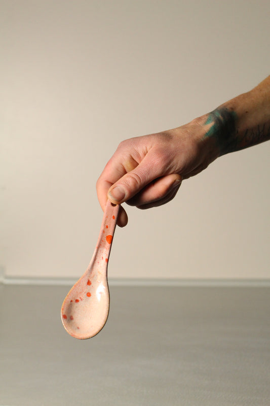 Sunrise Splash Dessert Spoon – Hand-Built Ceramic by Allthingswhiting