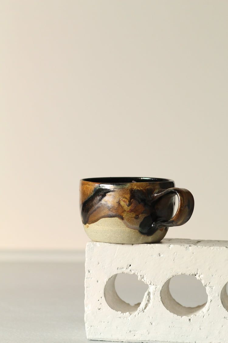 Rusty browns, black, copper Mug | Handmade Ceramic 400ml