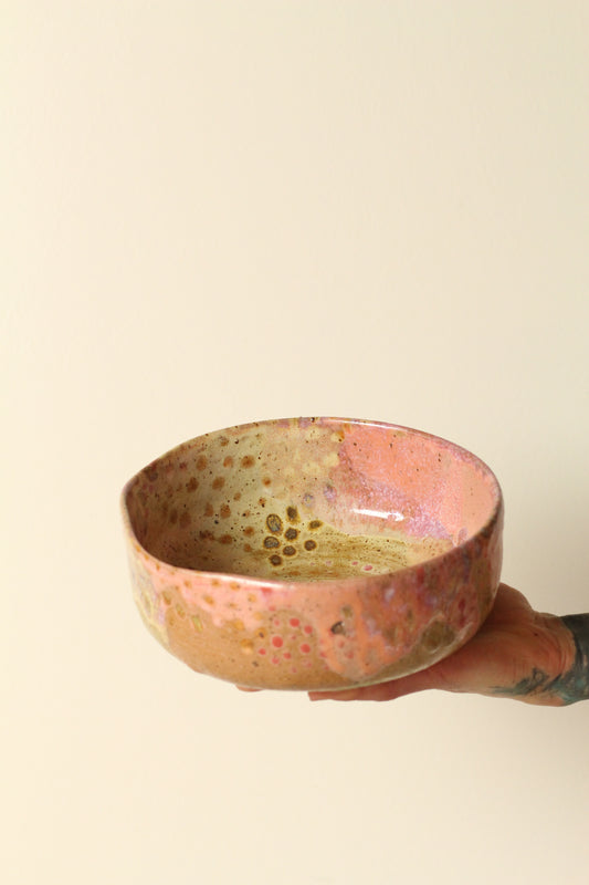 Pink painterly Large serving bowl