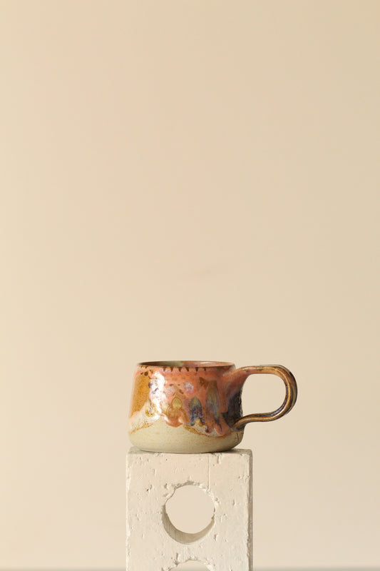 Pink, peach and blue painterly mug