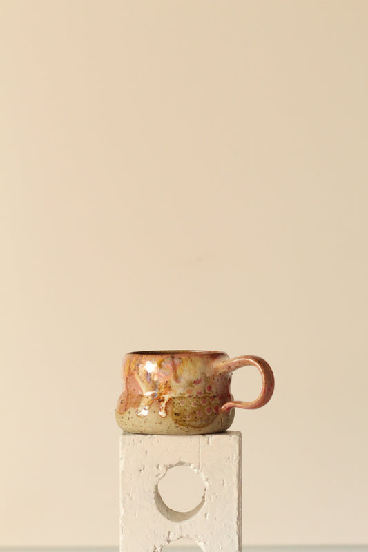 Pink beige and red dotted bubble mug