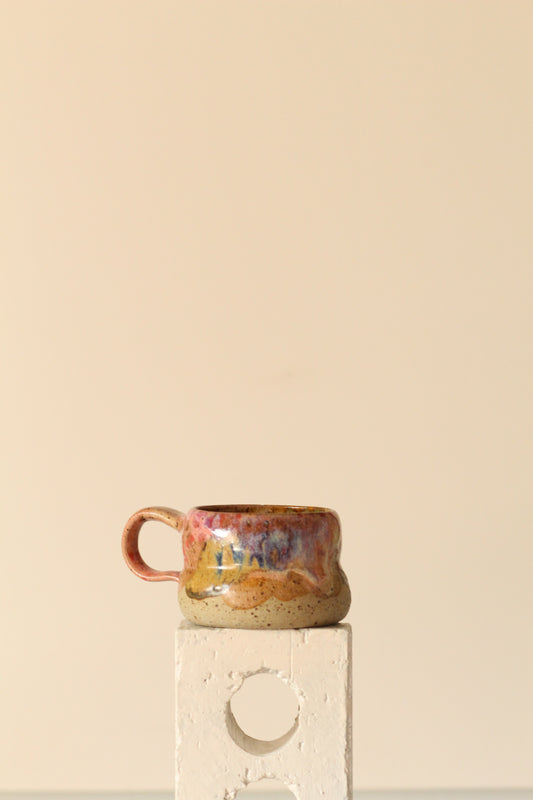 Pink beige and red dotted bubble mug