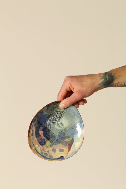 Freeform small side plates - Rust, green, blue and yellow