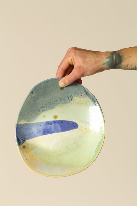High Sided Plate - Ocean view with blue