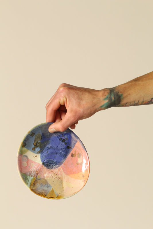 Freeform small side plates - peach, pink, tan and blue