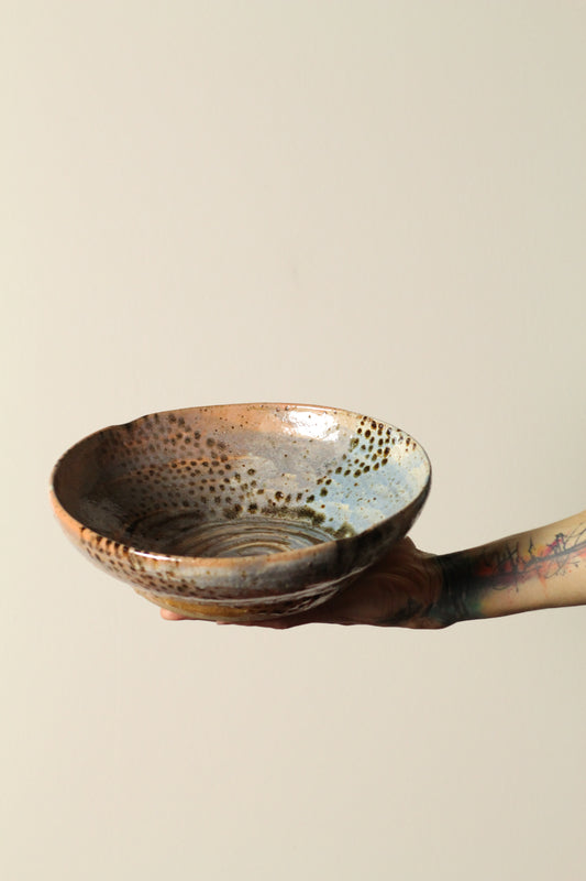 🟤 Polka Dot Painter Bowl | Blushed Sediment | Handmade Ceramic | 26cm